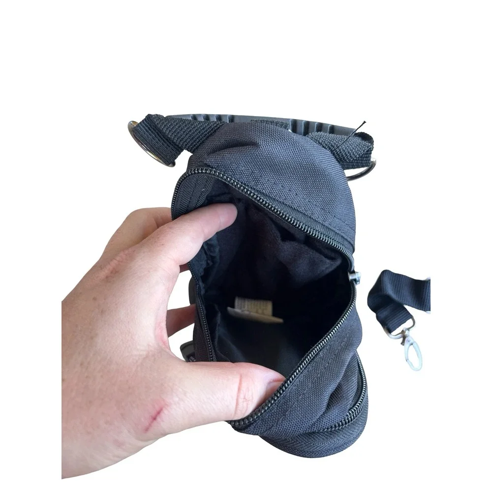 Tactical Sun Logo Black Canvas Crossbody Utility Bag Small Techwear Travel Pouch